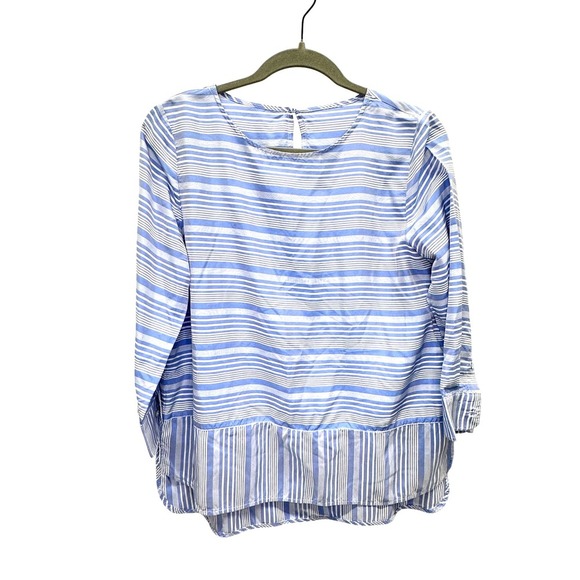 Ann Mashburn Silk Striped Tunic Blouse Pullover Long Sleeve size M - Picture 1 of 6